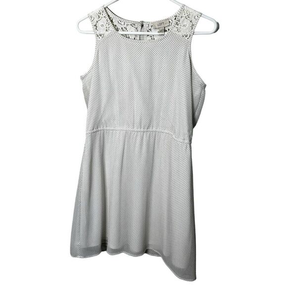 LOFT Dresses & Skirts - Ann Taylor LOFT Cream Gray Polka Dots Sleeveless Dress Size 0P